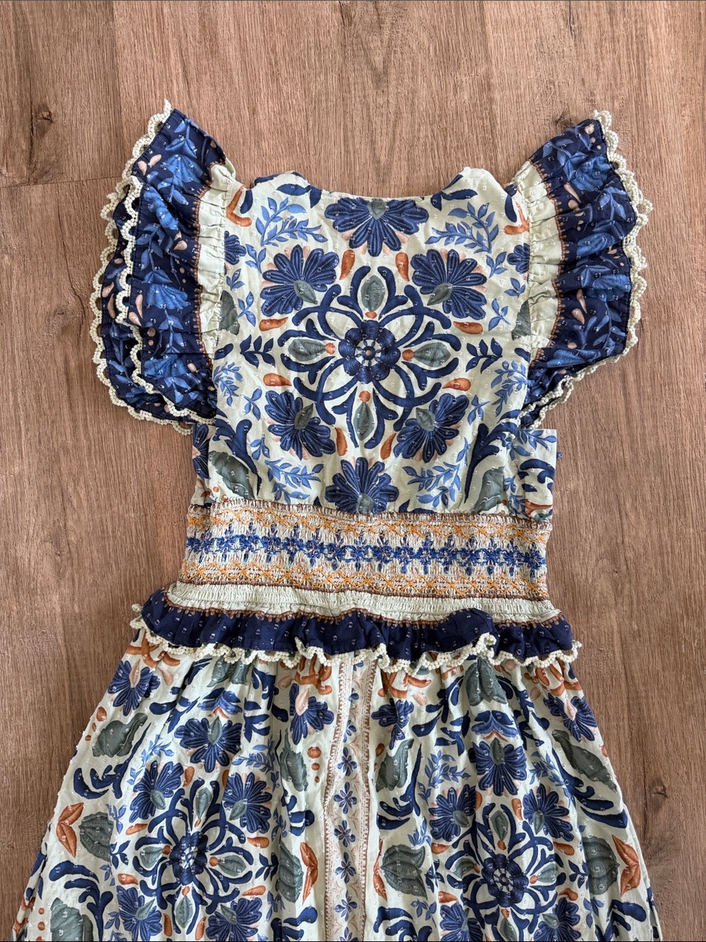 FARM Rio Ocean Tapestry Dress Embroidered Floral Mint Maxi - Picture 13 of 16